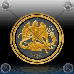 1oz ISLE OF MAN 2016 "ANGEL"  Black Rhodium + Gold